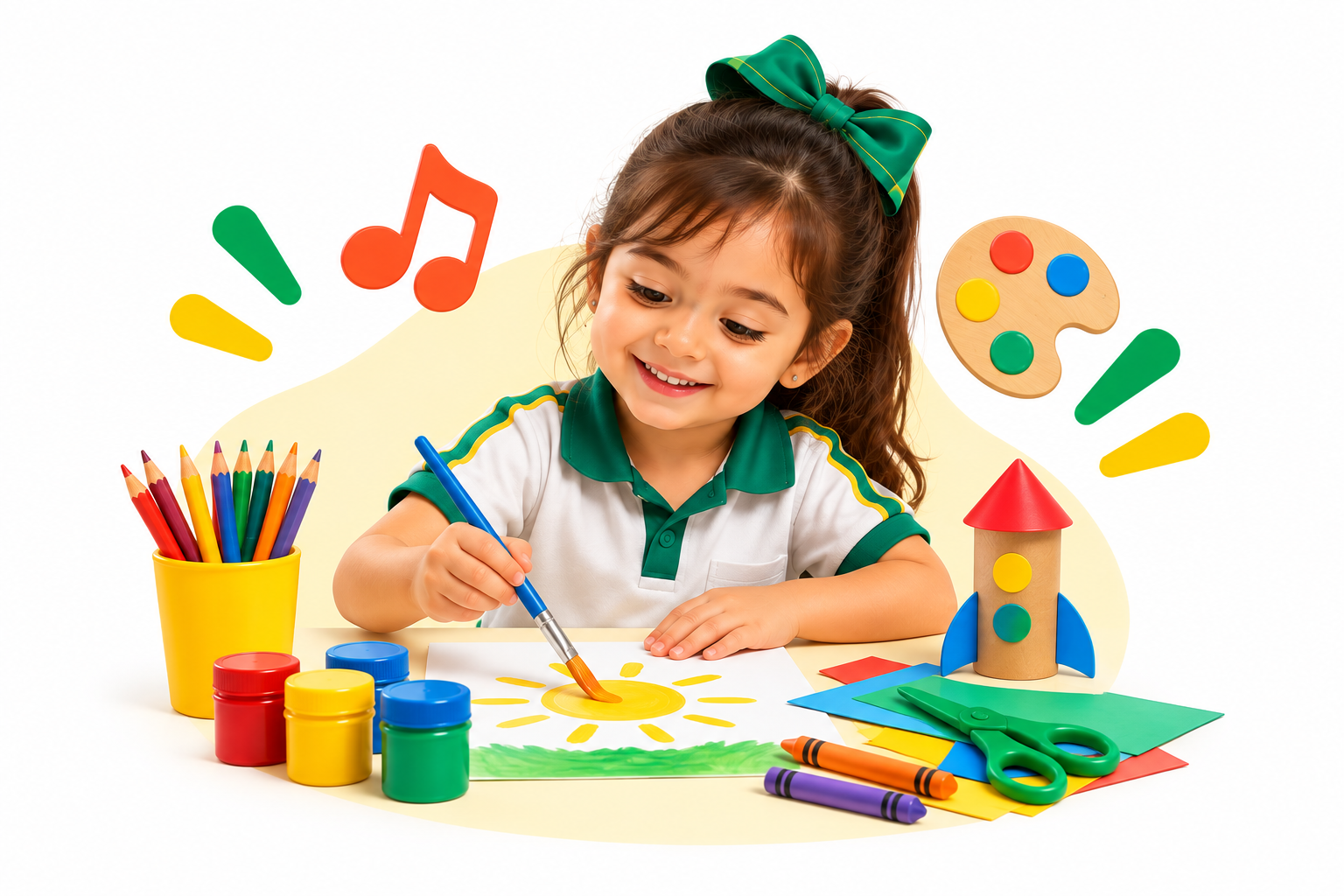 Niño expresando creatividad con arte