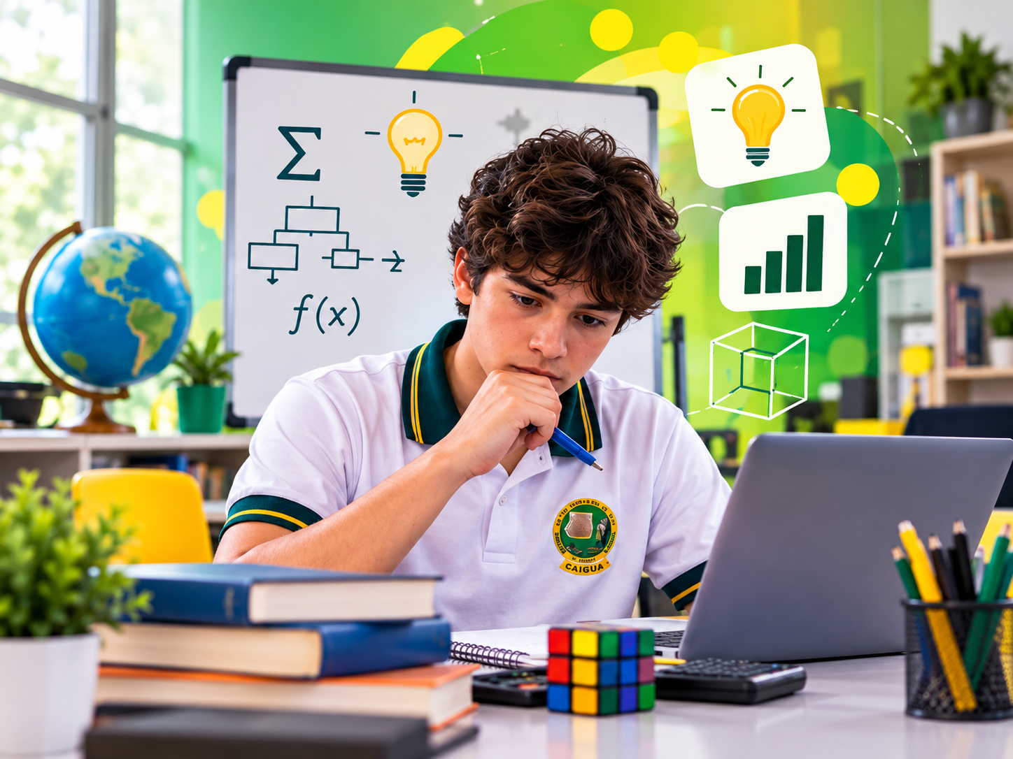 Estudiante de CAIGUA resolviendo un problema de pensamiento lógico
