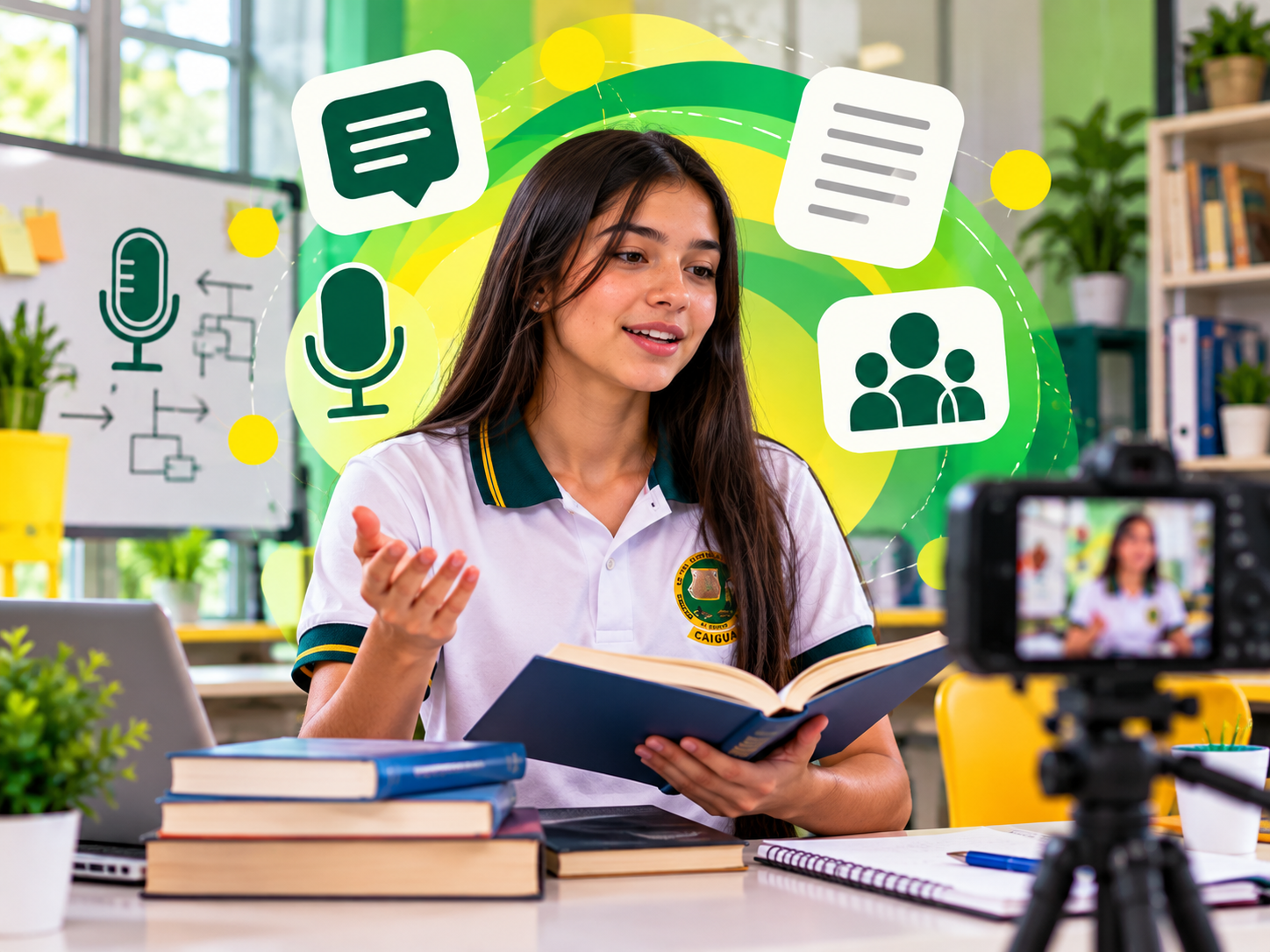 Estudiante de CAIGUA practicando la comunicación oral y escrita