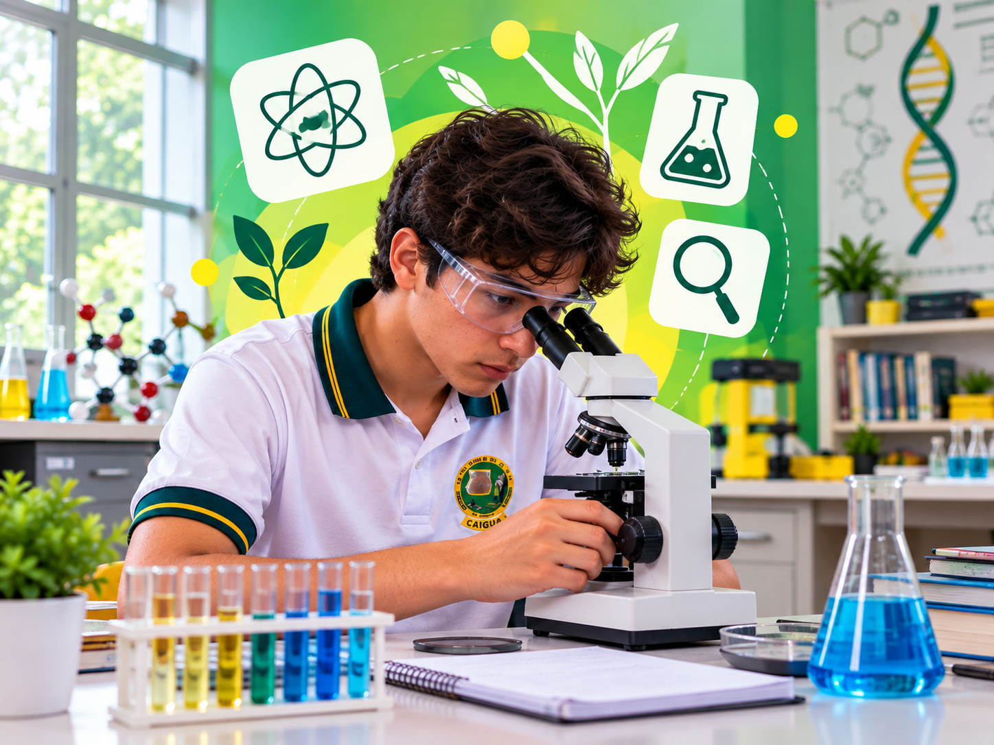Estudiante de CAIGUA en una actividad de ciencias e investigación