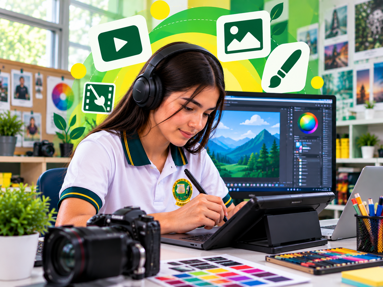 Estudiante de CAIGUA creando un contenido digital