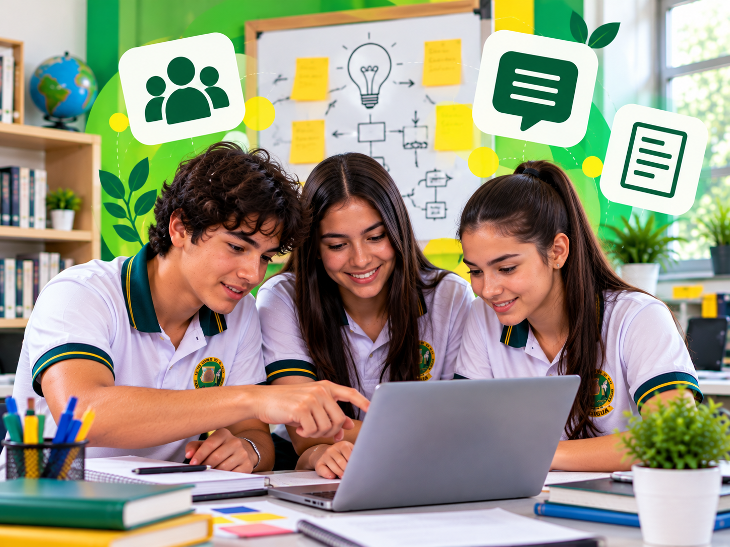 Estudiantes de CAIGUA trabajando juntos en un proyecto