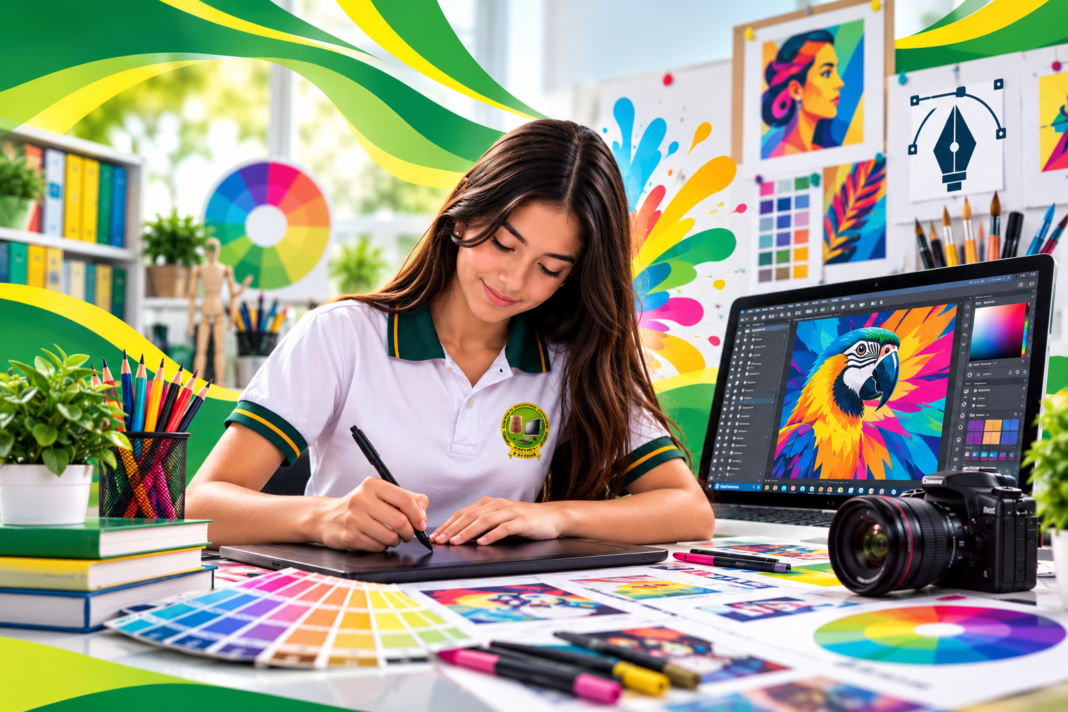 Estudiante de CAIGUA en formación integral de diseño gráfico