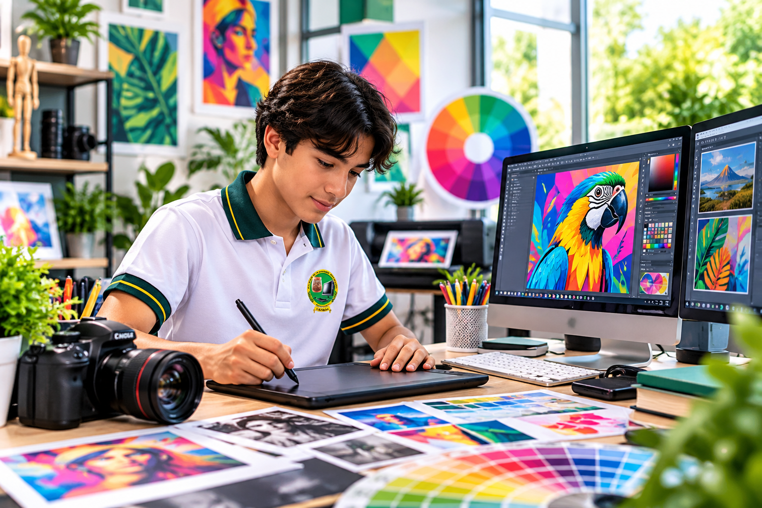 Estudiante de CAIGUA usando herramientas digitales de diseño