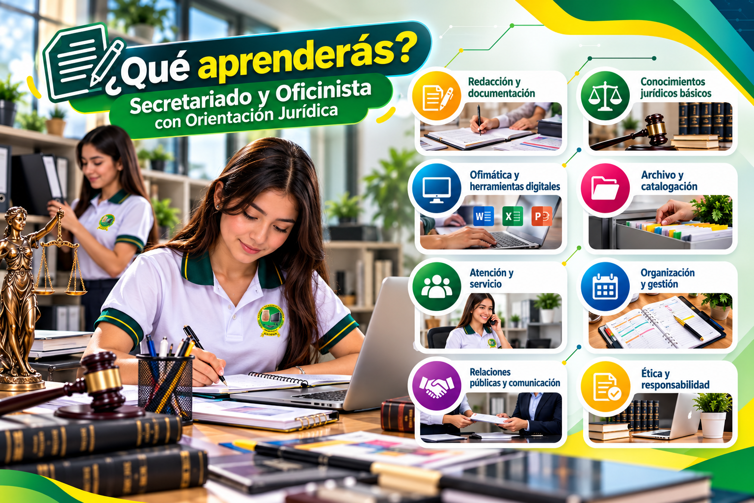 Qué aprenderás en Secretariado y Oficinista con Orientación Jurídica