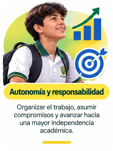Autonomía y responsabilidad. Organizar el trabajo, asumir compromisos y avanzar hacia una mayor independencia académica.